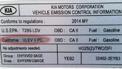 vehicle emission control label