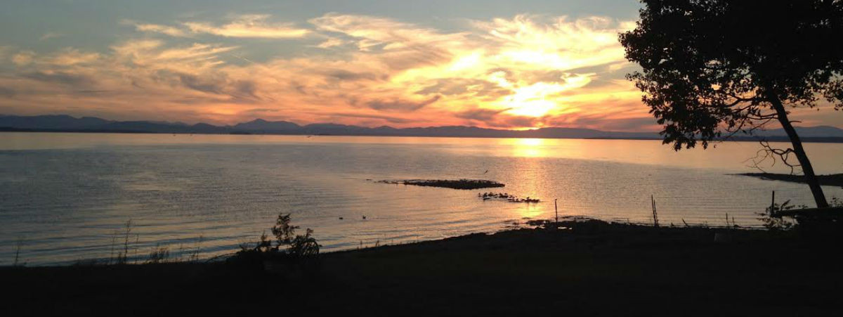A sunset over Lake Champlain