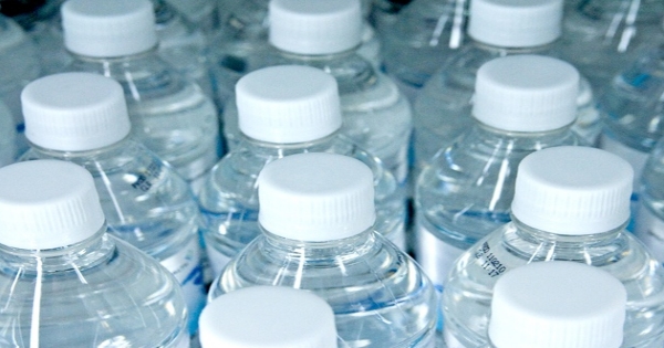 rows of bottled water