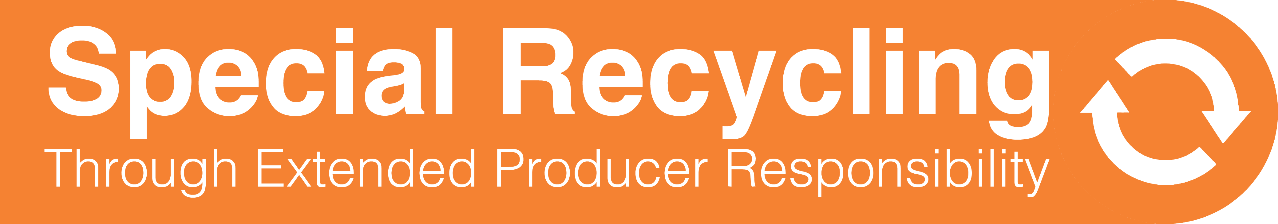 Special recycling banner with orange circle mobius symbol