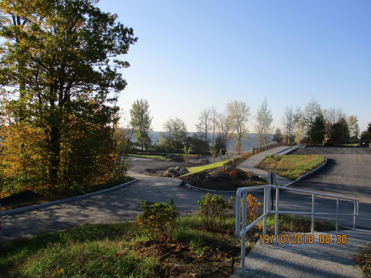 Looking over a partially completed construction project at Alburgh Dunes State Park