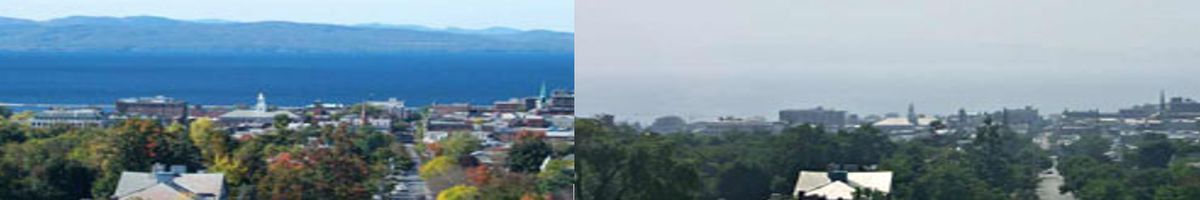 clear and hazy air over Burlington, VT