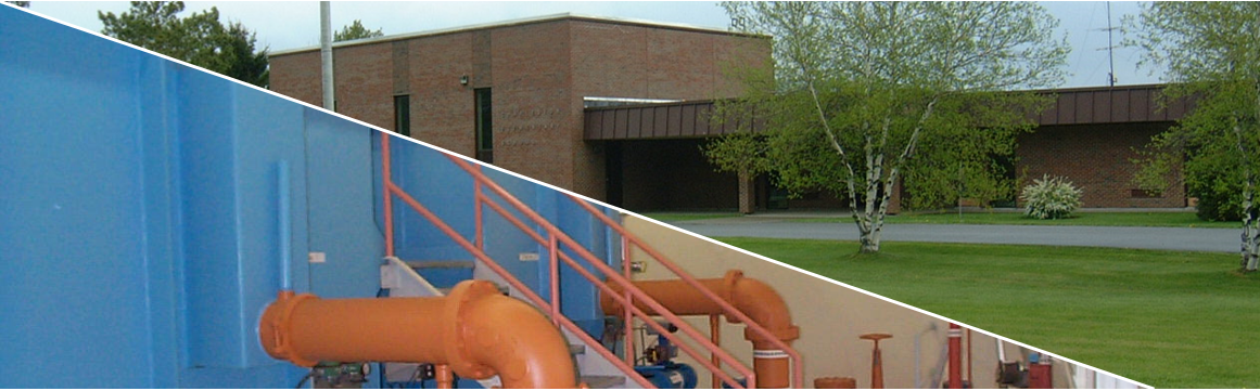 school building and interior pipe infrastructure
