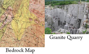 barre granite map and quarry