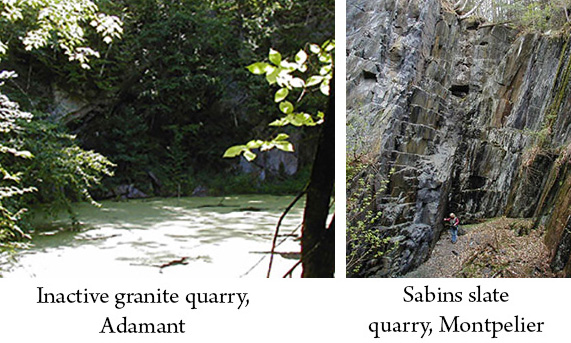 granite quarry in Adamant and Sabins slate quarry in Montpelier