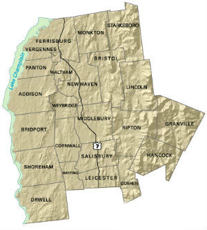 Map of Addison county