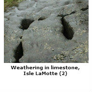 Limestone weathering, Isle LaMotte