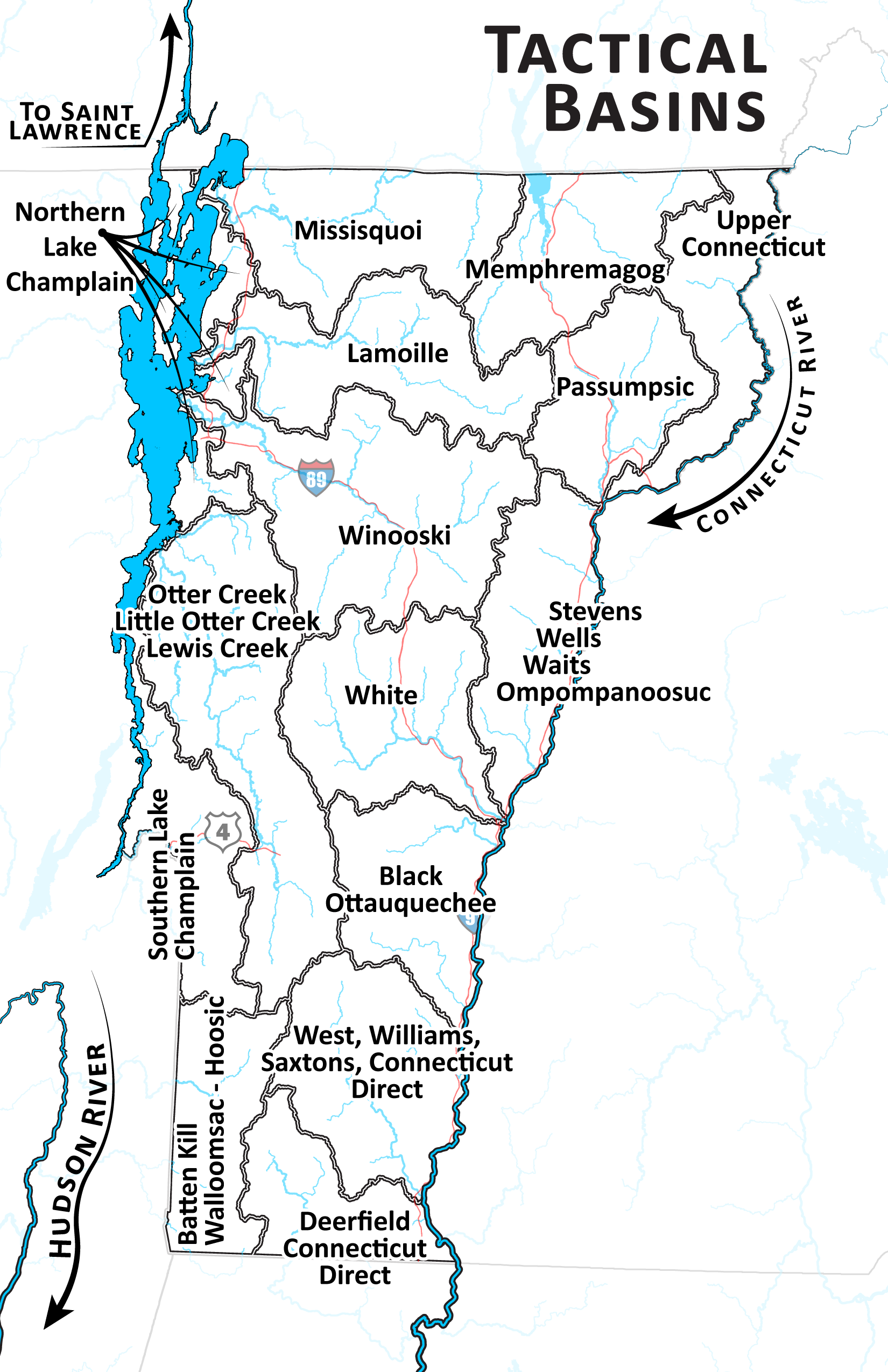 Map of Vermont's Tactical Planning Basins