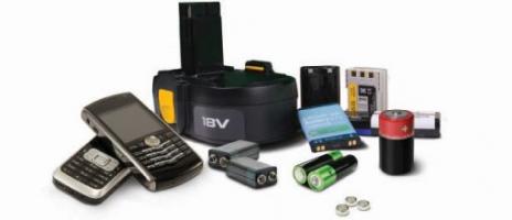 various battery types and items containing batteries (cell phones)