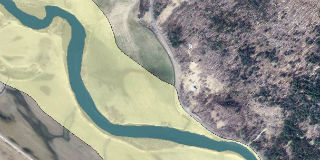 River Corridor shown over an aerial photo,