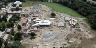 Aerial view of large construction site