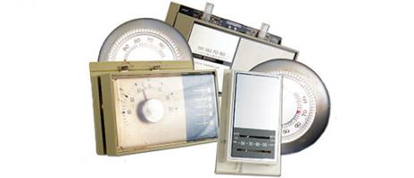 several styles of thermostat