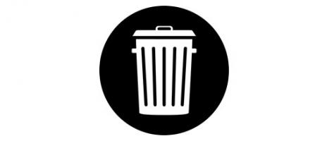 Trash symbol with a trashcan on a black background