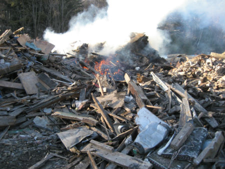 Pile of burning trash