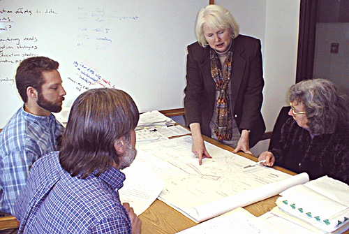 group studying site plans