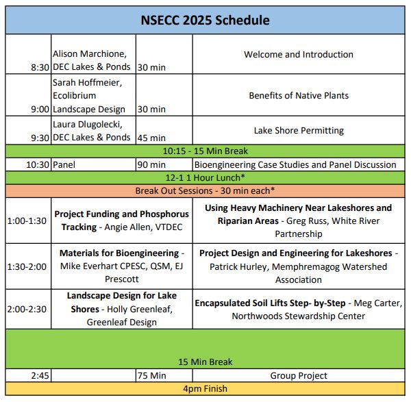 Agenda for the 2025 NSECC Course