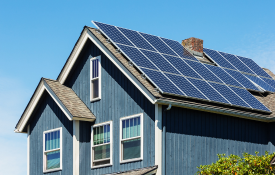 Solar panels on a blue house