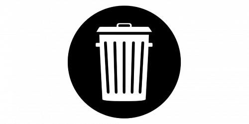 Trash symbol with a trashcan on a black background