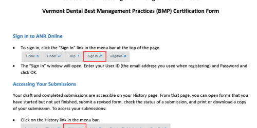 Image of instruction guide to reenter the online BMP self-certification portal