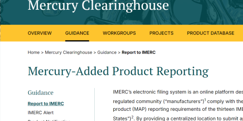 Image of the NEWMOA mercury reporting website