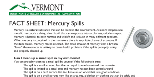 Image of the mercury spills fact sheet 