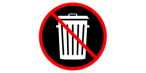 landfill ban symbol of a trashcan with a red slash