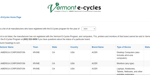 Image of list of brands that can sell in Vermont