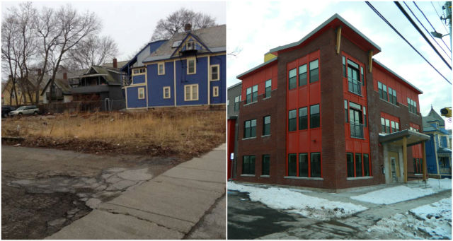 Before and After Brownfields Redevelopment of 247 Pearl Street, Burlington