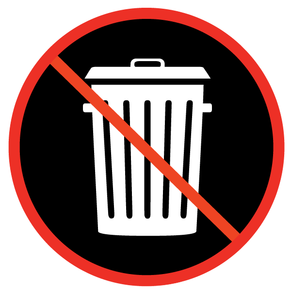 "trash can symbol with a red line diagonal through it"
