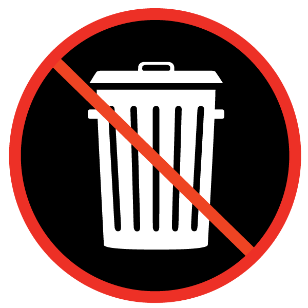 trash can symbol with a red line diagonal through it