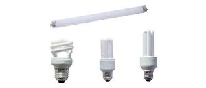 Photo of four types of light bulbs that contain mercury