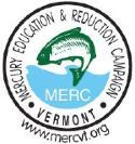 Logo for the Vermont Mercury Education and Reduction Campaign; image of a fish and a blue wave surrounded by the words.