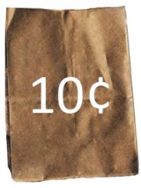 Photo of a paper bag with "10 cents" on it