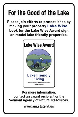 Sign for the good of the lake, informing people about Lake Wise