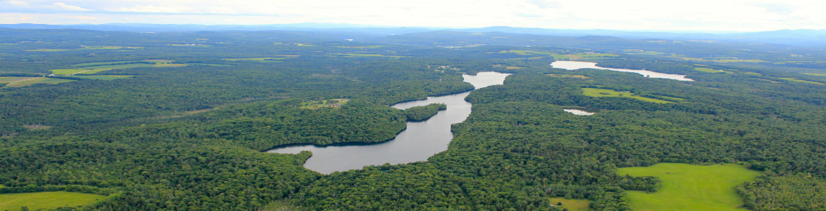 Aerial view of Great Hosmer Pond looking to the southward down the lake, photo credit Jamie Chapman