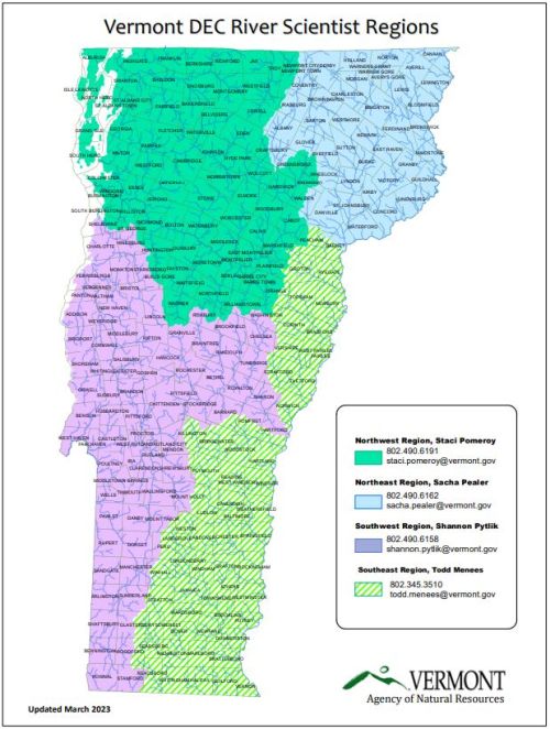 Vermont DEC River Scientists Regions and Contact Information