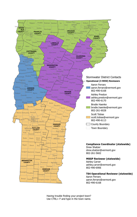 Stormwater Operational District Contacts Map