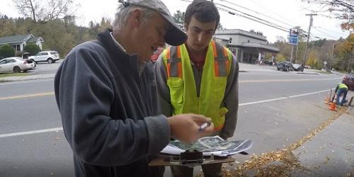 Two people meeting about stormwater design