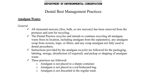 Image of the Dental Best Management Practices Quick Guide document