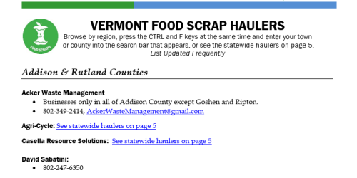 Image of food scrap haulers list document